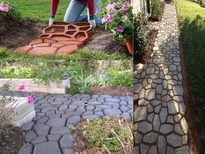 别墅花园设计施工 地坪模具 欧洲艺术园林花砖水泥塑料模具